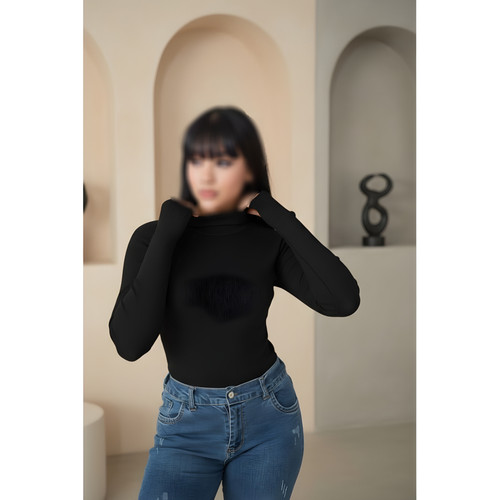 بادی یقه اسکی زنانه فینگر دار