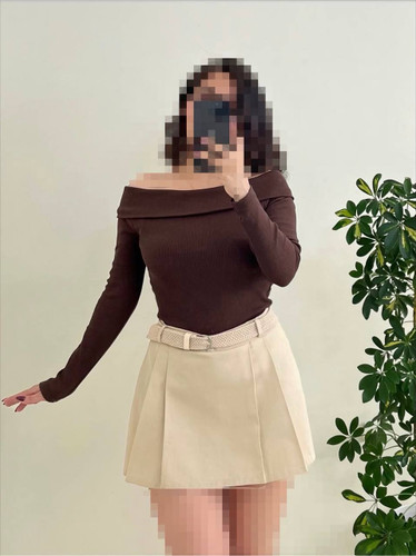 بلوز کبریتی یقه قایقی زنانه