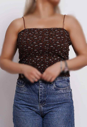 تاپ پلنگی زنانه/تاپ کبریتی پلنگی